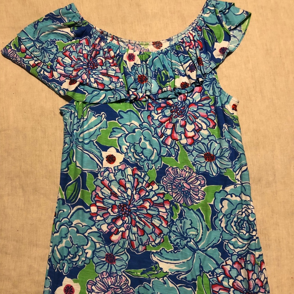 Lilly Pulitzer ruffle neck tee.  Size medium. NWOT